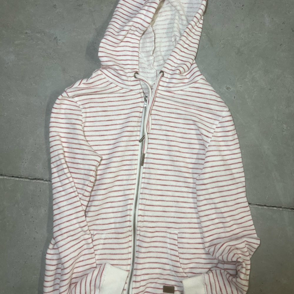 ROXY beach Striped Hoodie with Red and White Pattern